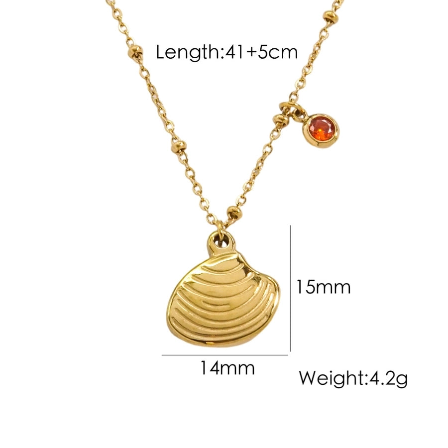 Jewelry Marine Style Starfish Conch Dolphin Titanium Steel Inlaid Gemstone Pendant Necklace