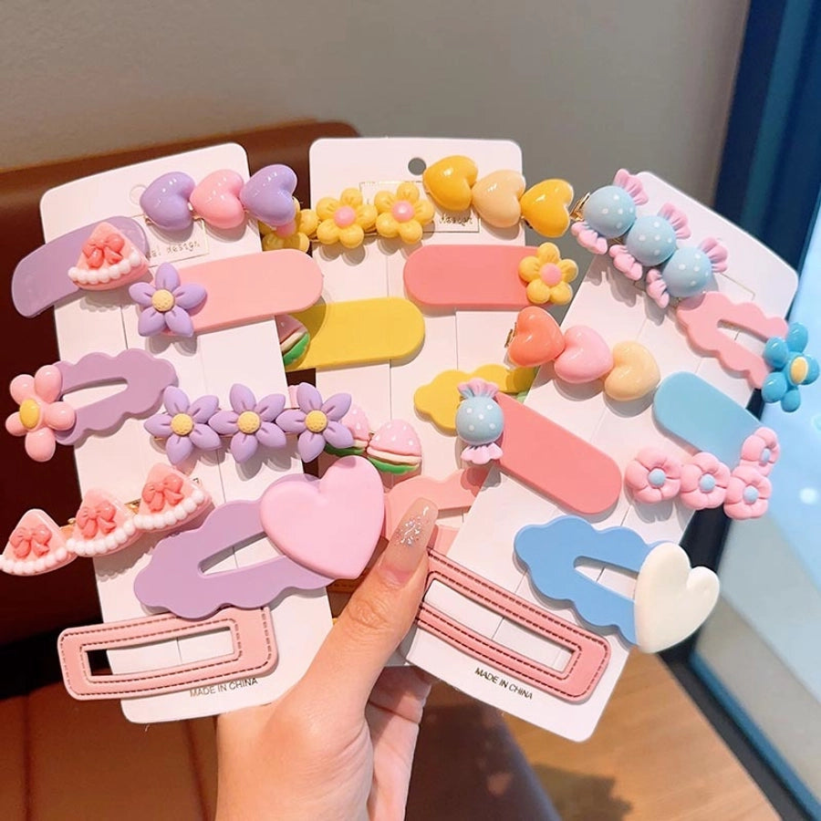 sweet heart shape flower bow knot plastic resin hair clip