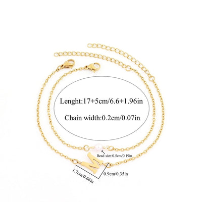 Elegant Simple Style Classic Style Letter 201 Stainless Steel 304 Stainless Steel Artificial Pearl Stainless Steel Bracelets In Bulk