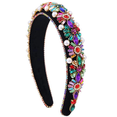 retro flower cloth inlay rhinestones hair band