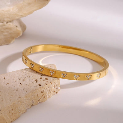 Simple Style Heart Shape 304 Stainless Steel Bangle In Bulk