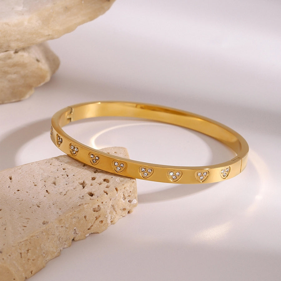 Simple Style Heart Shape 304 Stainless Steel Bangle In Bulk