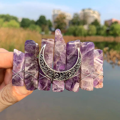 retro moon crystal plating hair clip 1 pair