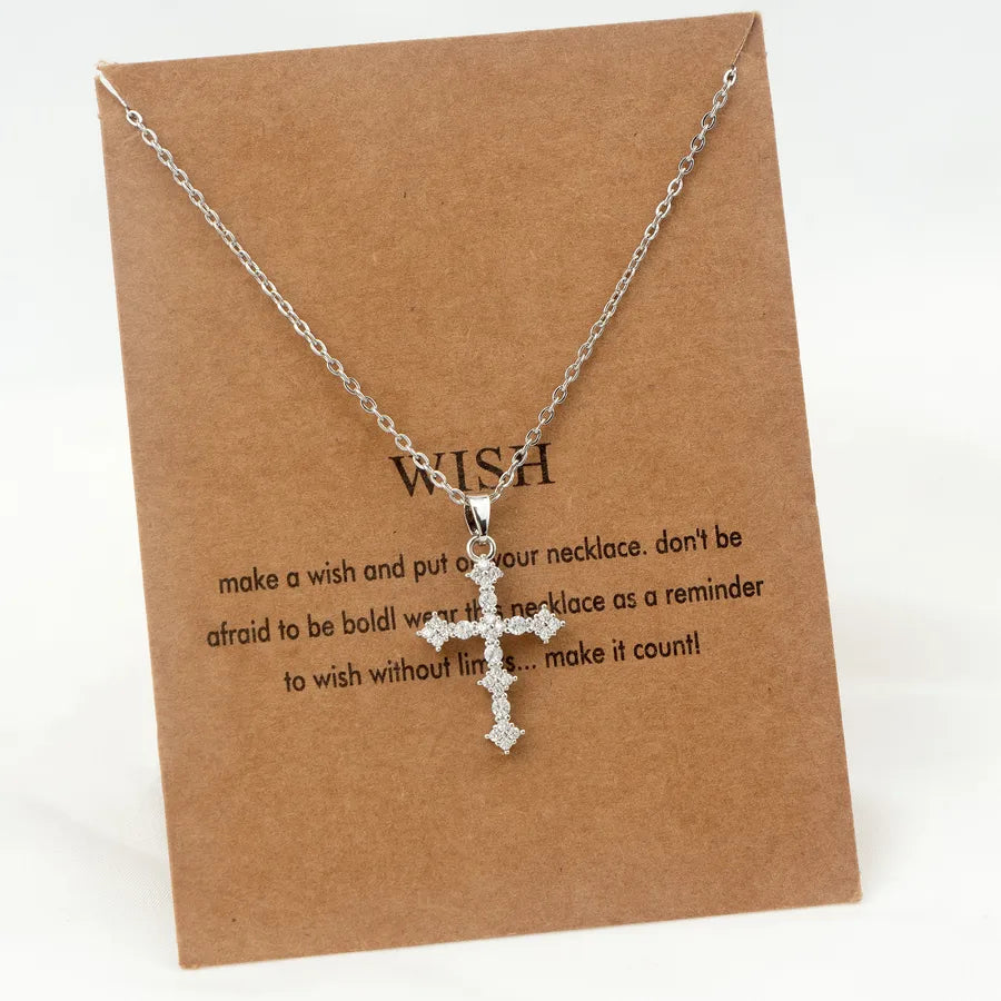 Stainless Steel 18K Gold Plated Simple Style Plating Inlay Cross Zircon