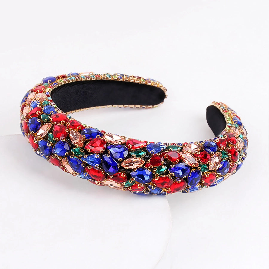women's retro lady water droplets cloth inlay rhinestones hair band