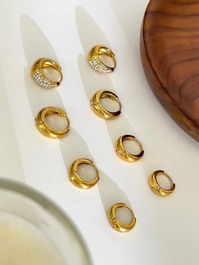 1 Pair Retro Geometric 316L Stainless Steel  Rhinestones 18K Gold Plated Earrings