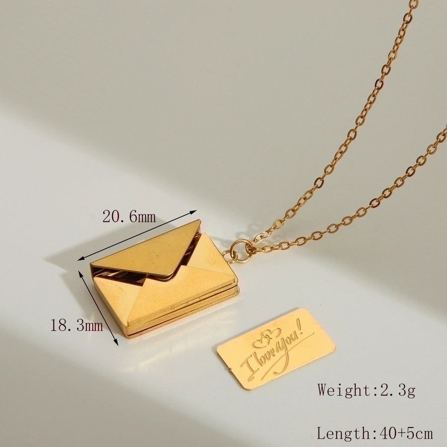 Jewelry IG Style Simple Style Commute I Love you envelope 304 Stainless Steel 18K Gold Plated Pendant Necklace