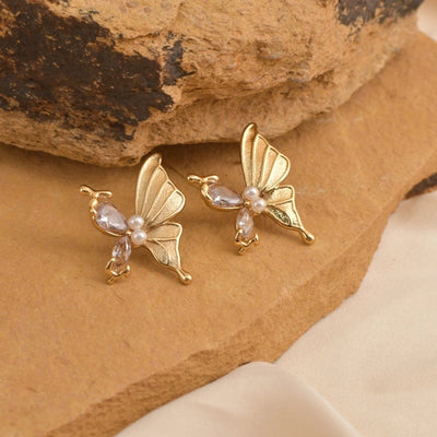 1 Pair Elegant Luxurious Shiny Butterfly 304 Stainless Steel 18K Gold Plated Ear Studs