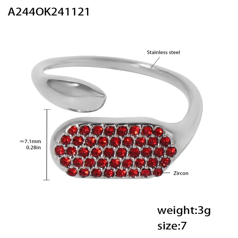 Jewelry Elegant Luxurious Geometric 304 Stainless Steel Zircon 18K Gold Plated Inlay Open Rings