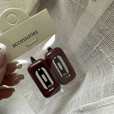 Personalized Girl Color Plastic Hairpin Advanced Design Sense Side Clip Hairpin a Pair of Hairclips Square Bang Clip Frog Buckle Bar Shaped Hair Clip Hairpin