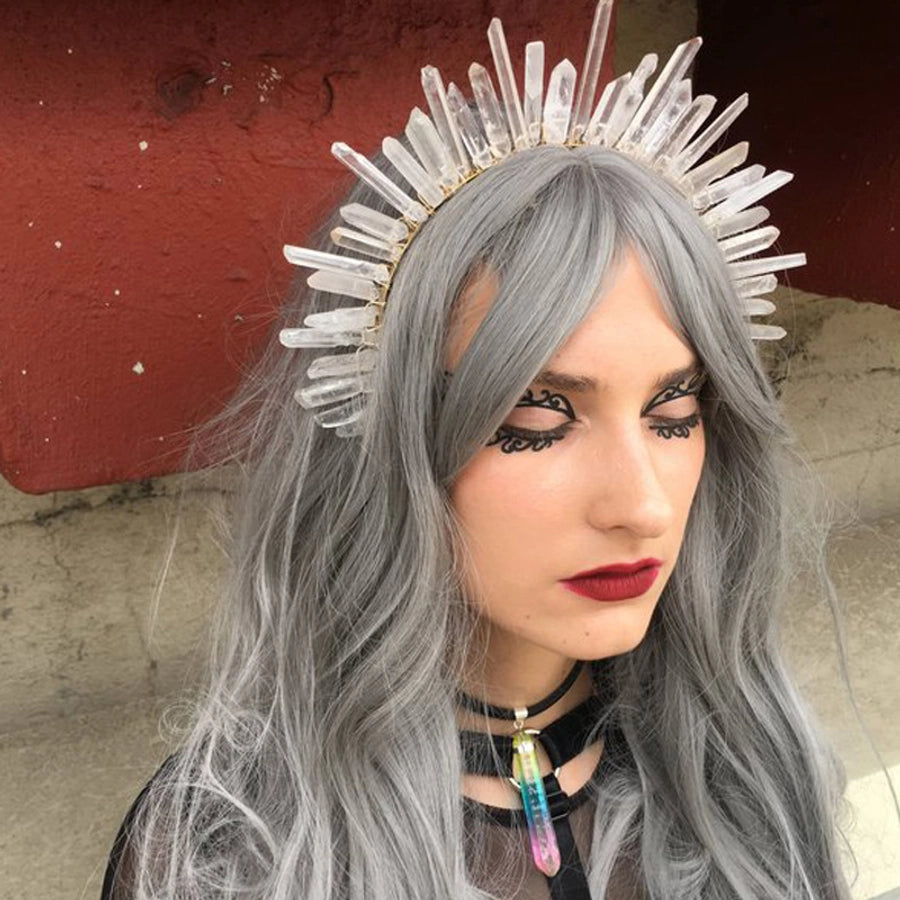 retro square crystal patchwork hair band