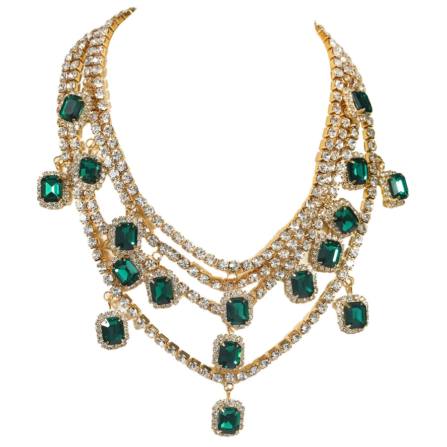 Jewelry Wedding Shiny Color Block Rhinestone Copper Rhinestones Jewelry Set