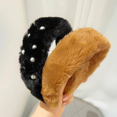basic classic style solid color plush hair band