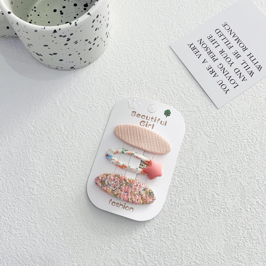 Korean Style Fabric Plaid Baby Girl's Baby Clip Girl's Sweet Suit Side Bangs Clip Children's Star Floral Hair Clip