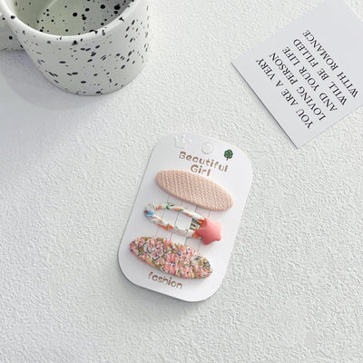 Korean Style Fabric Plaid Baby Girl's Baby Clip Girl's Sweet Suit Side Bangs Clip Children's Star Floral Hair Clip