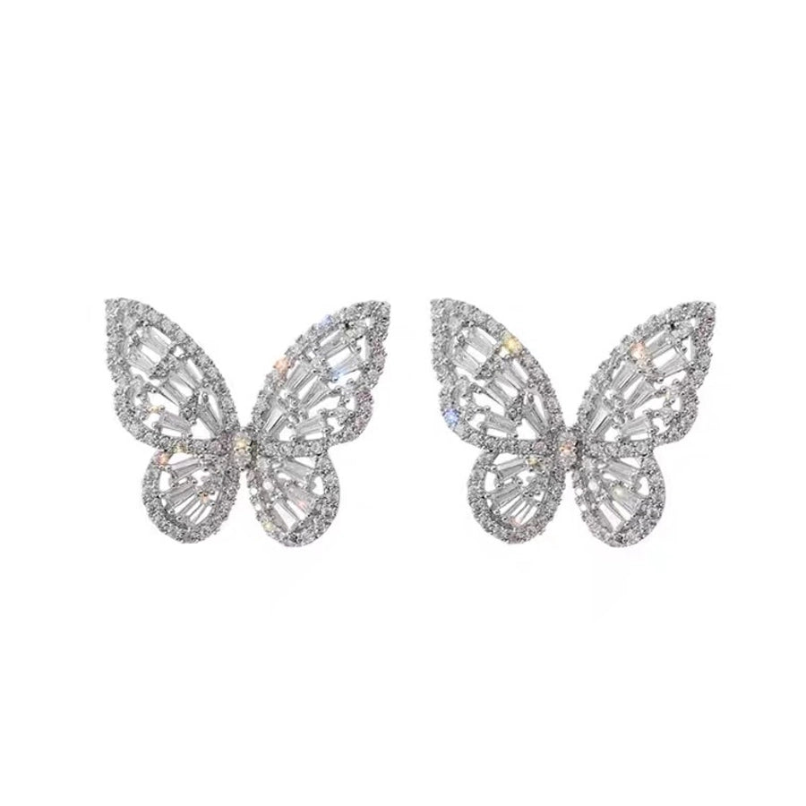 Light luxury high-grade butterfly mosquito coil ear clip without pierced women's super flash Mori style fresh earrings summer fashion