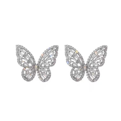 Light luxury high-grade butterfly mosquito coil ear clip without pierced women's super flash Mori style fresh earrings summer fashion