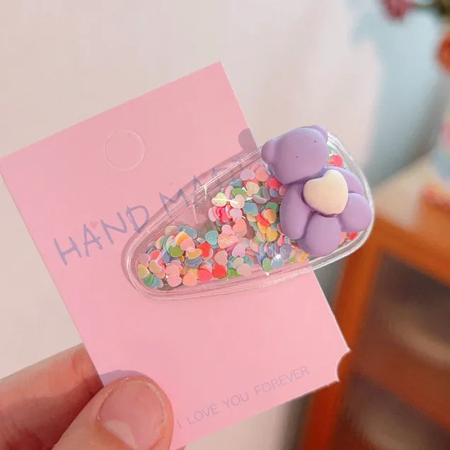 kid's cute cartoon fruit alloy rubber sequins hair clip