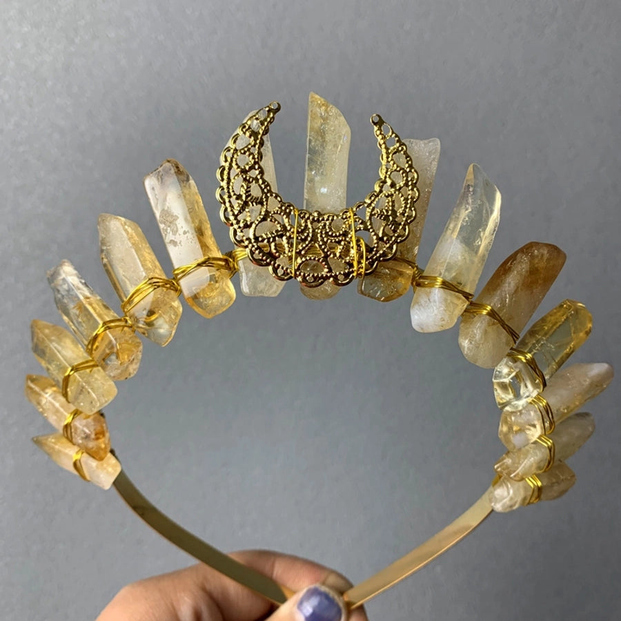 simple style moon solid color crystal handmade hair band