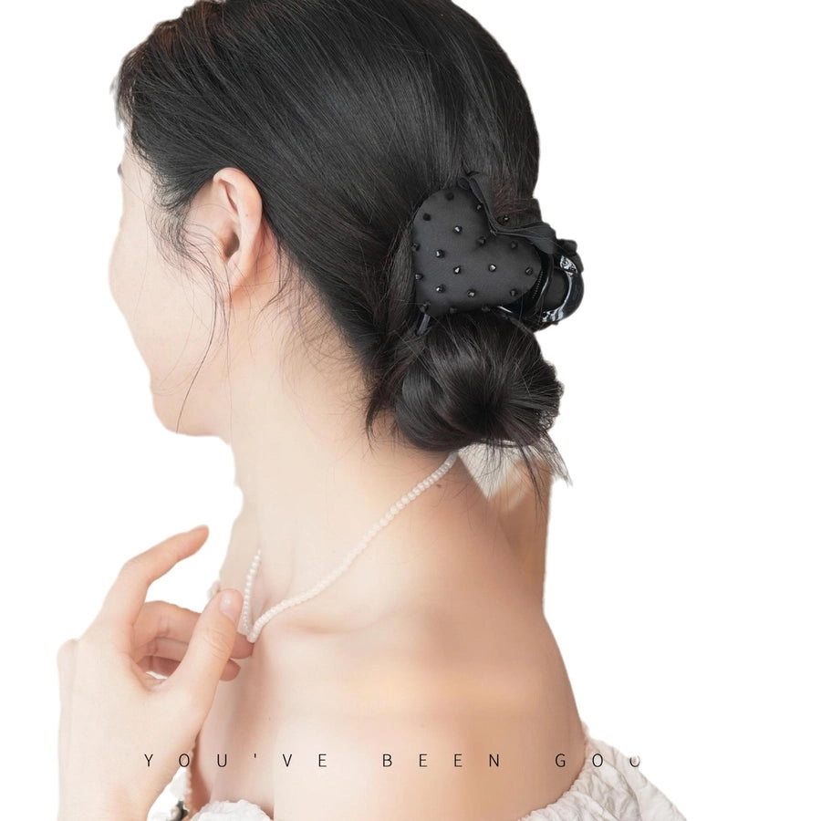 women's retro heart shape cloth hair claws