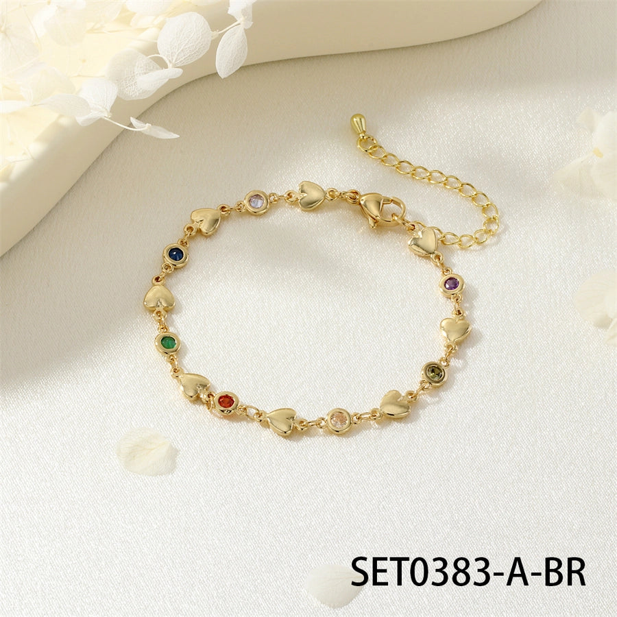 Jewelry IG Style Facial Features Eye  Face Copper Zircon Enamel Inlay Bracelets Necklace