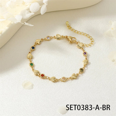 Jewelry IG Style Facial Features Eye  Face Copper Zircon Enamel Inlay Bracelets Necklace