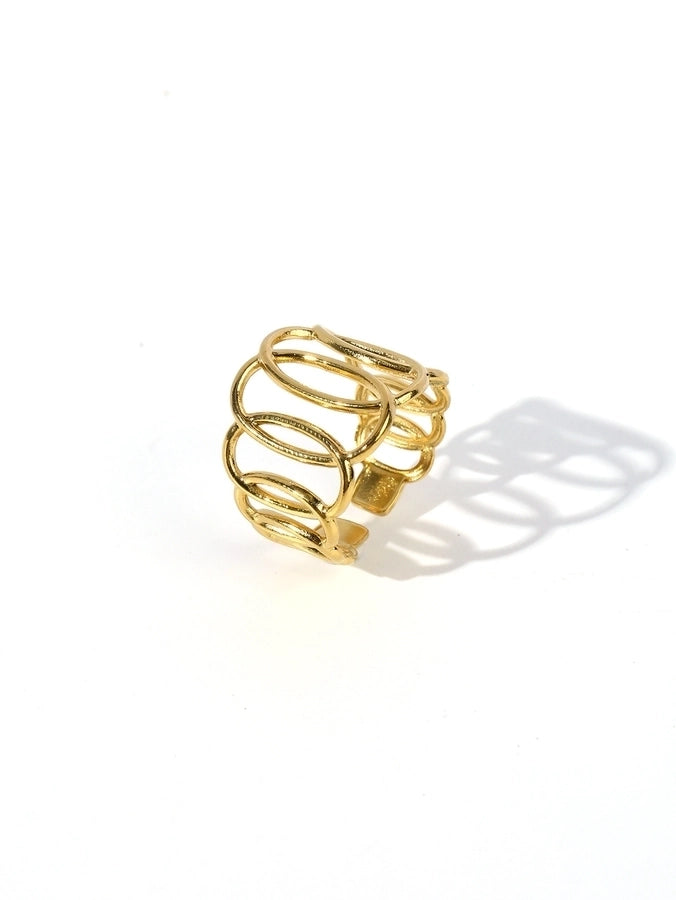 Jewelry Retro Heart Shape Solid Color 304 Stainless Steel Open Rings