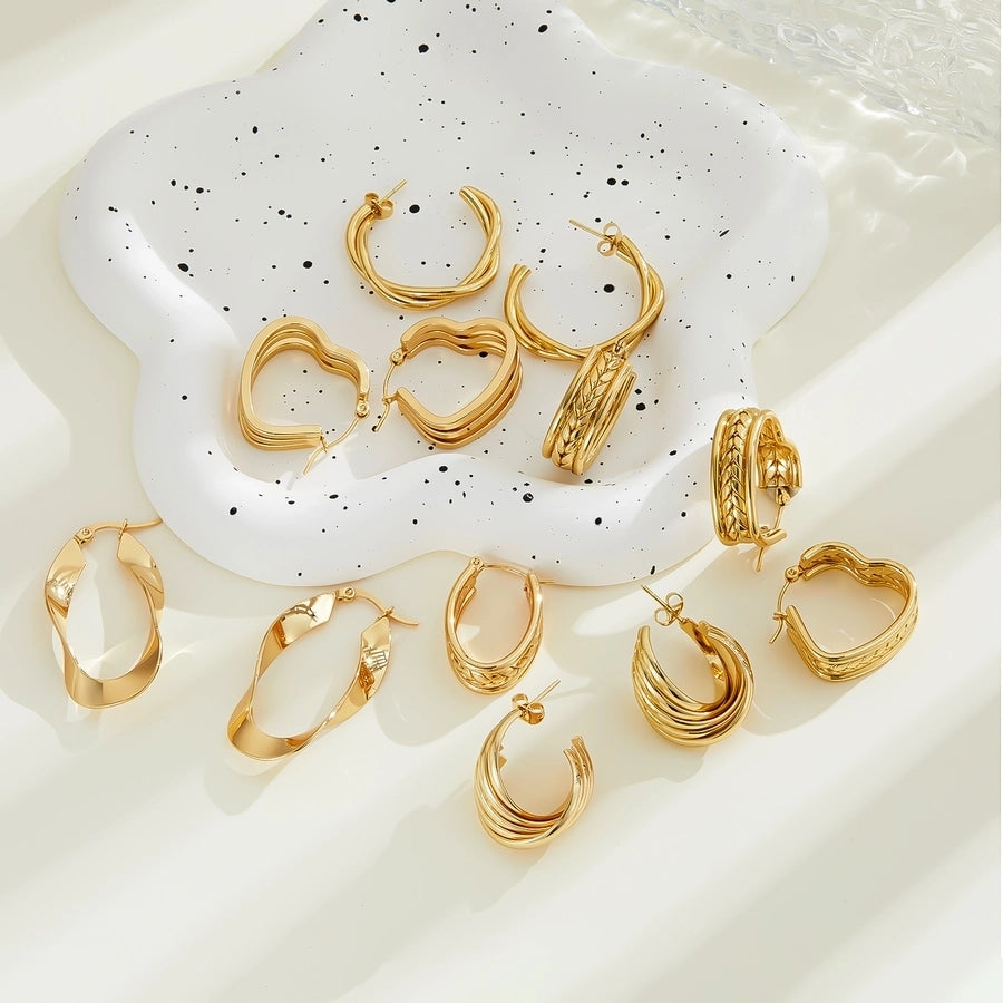 1 Pair IG Style Classic Style U Shape Irregular Heart Shape Irregular 201 Stainless Steel Earrings