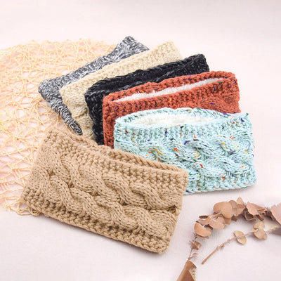 plus velvet knitted hair band wool color dot yarn headband variegated warm hair accessories autumn and winter twist ear protection headband