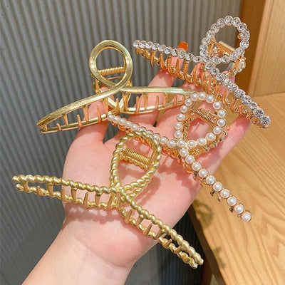 fashion flower metal plating artificial rhinestones hair claws 1 piece
