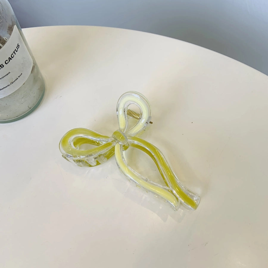 Women's Simple Style Bow Knot Plastic Resin Polishing Hair Claws