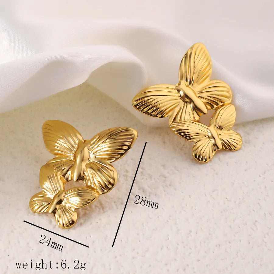 1 Pair Simple Style Commute Geometric Heart Shape Plating Titanium Steel Drop Earrings Earrings Ear Studs