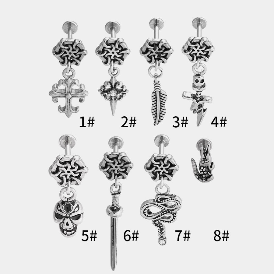 1 Piece Lip Rings Gothic Hip-Hop Snake Skull 316L Stainless Steel  Polishing Hollow Out Inlay Zircon Lip Rings Ear Cartilage Rings & Studs Nose Rings & Studs