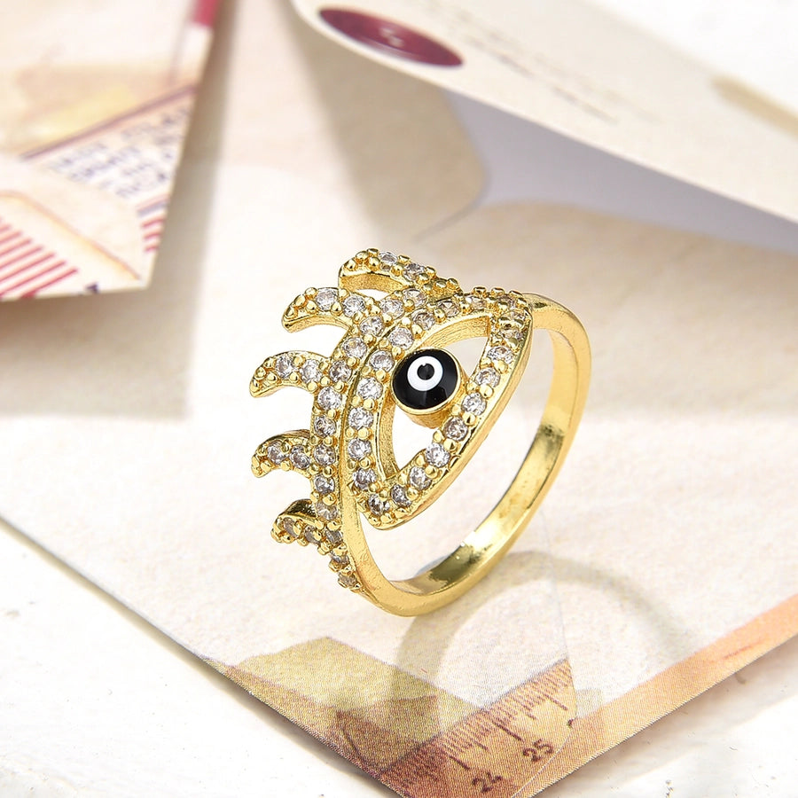 Copper Plating 18K Color Retention Zircon Dripping Oval Eye Opening Ring