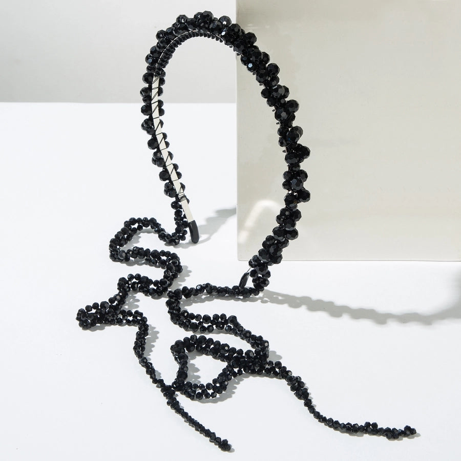 Women's Elegant Luxurious Solid Color Alloy Cloth Inlay Glass Hair Band