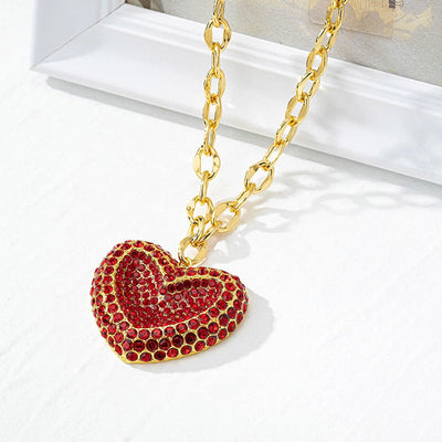 Jewelry IG Style Simple Style Heart Shape Copper Zircon 18K Gold Plated Inlay Pendant Necklace