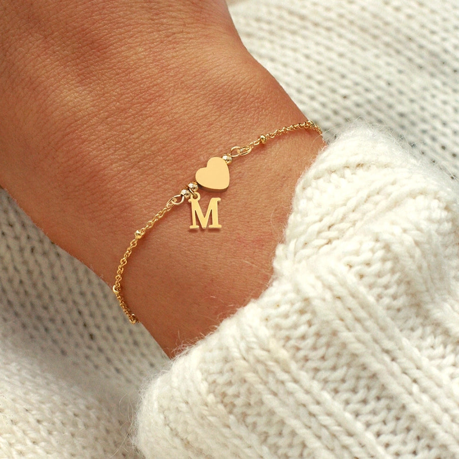 Casual Simple Style Classic Style Letter Heart Shape 201 Stainless Steel 304 Stainless Steel Bracelets In Bulk