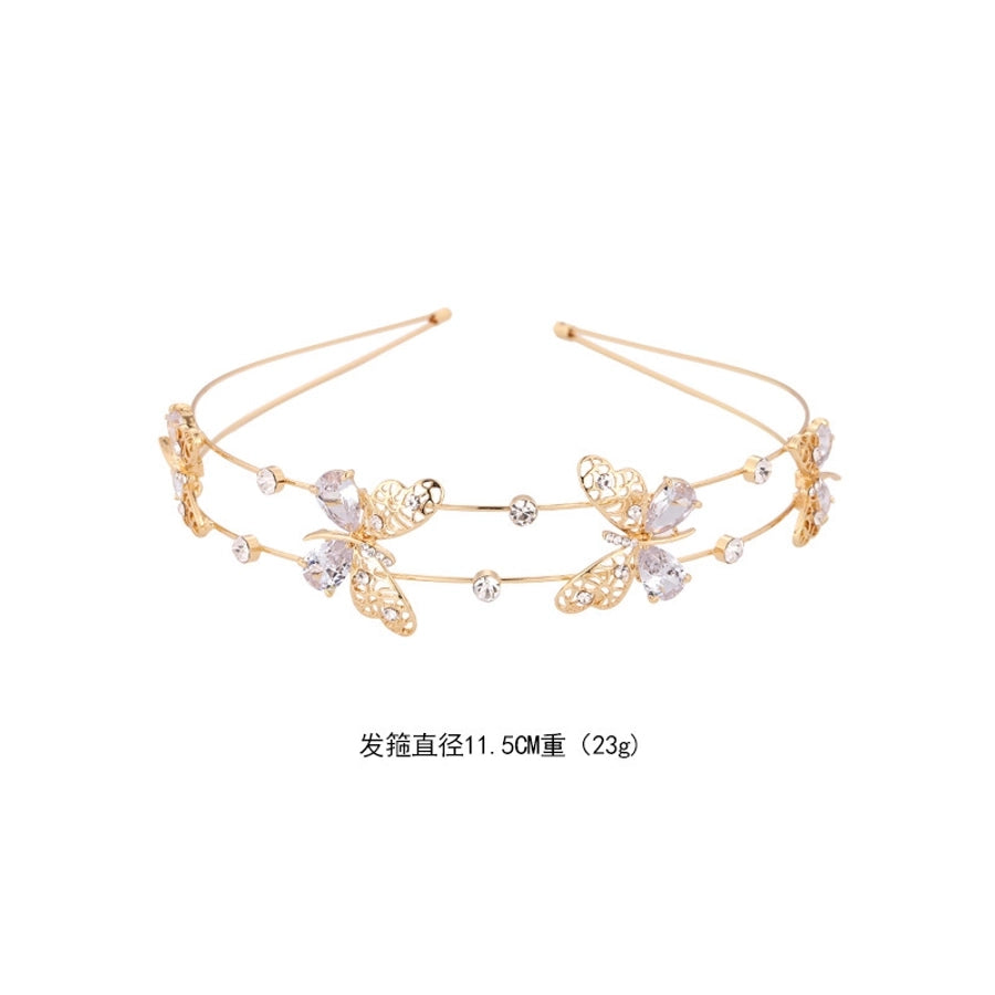 sweet flower bow knot alloy hollow out zircon hair band