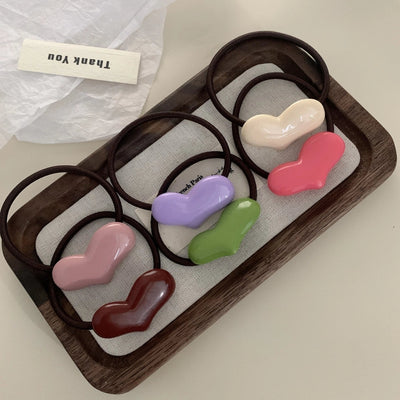 Women's Cute Simple Style Heart Shape Resin Hair Tie