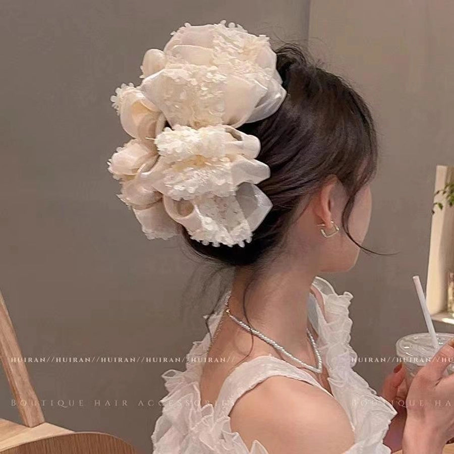 simple style bow knot cloth patchwork hair claws