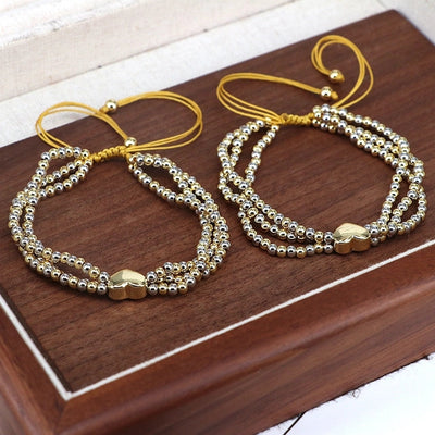 Copper Beaded Heart Shape Bracelets