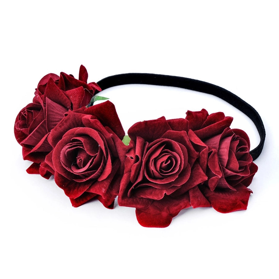 velvet rose wreath hair band silk cloth rose headband seaside holiday headdress children's photo hair accessories