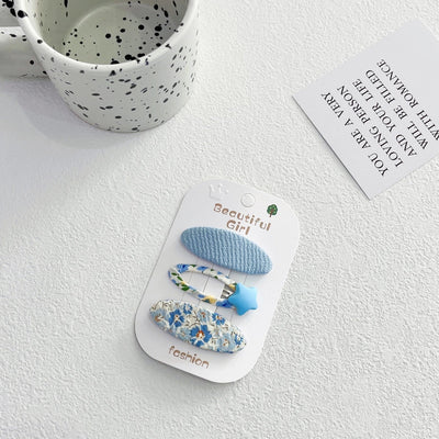 Korean Style Fabric Plaid Baby Girl's Baby Clip Girl's Sweet Suit Side Bangs Clip Children's Star Floral Hair Clip