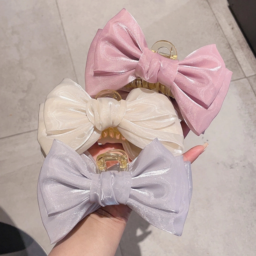 women's sweet simple style bow knot cloth hair claws
