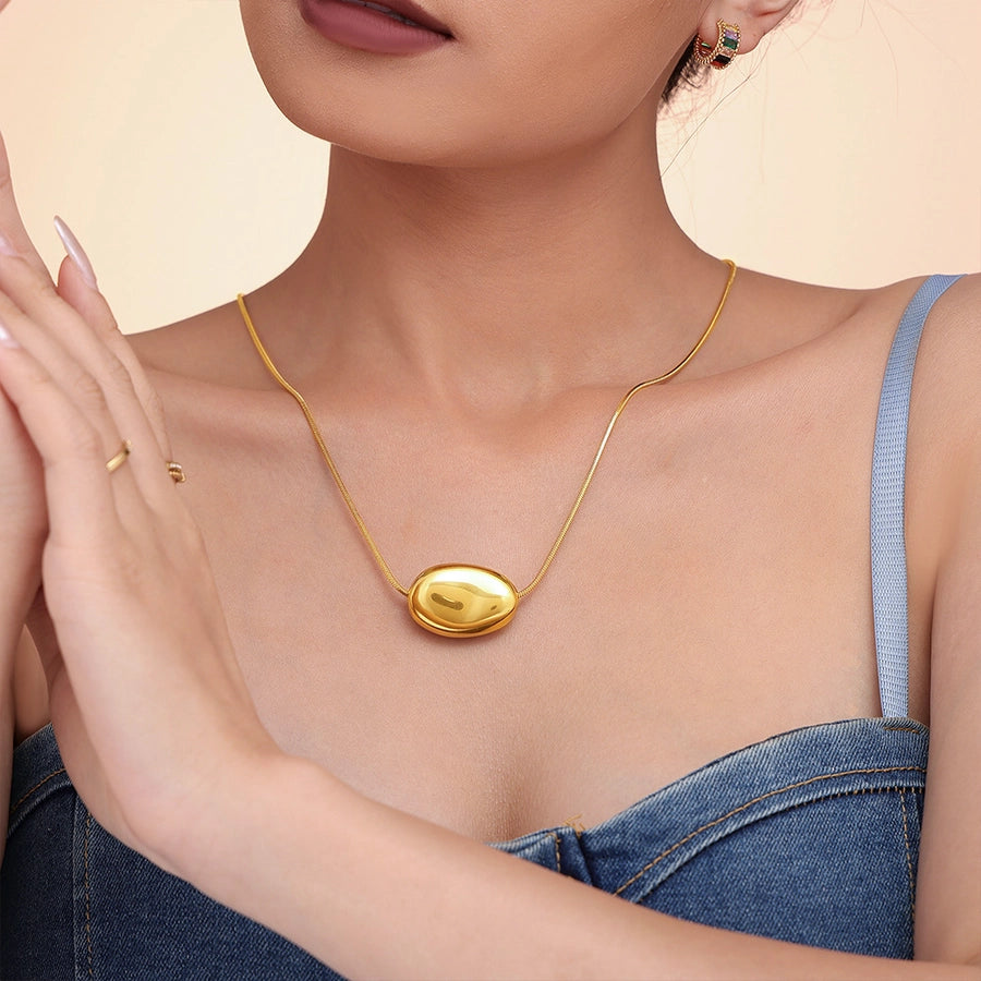 Jewelry Elegant Luxurious Geometric Titanium Steel 18K Gold Plated Pendant Necklace