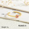 Copper Inlay Geometric Round Zircon Open Rings