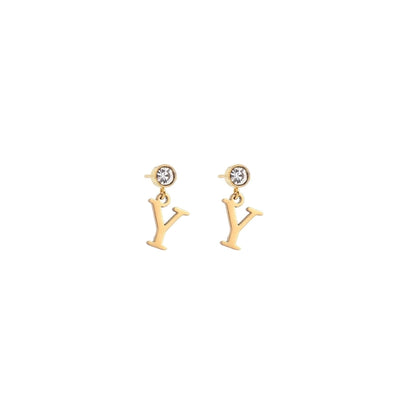 1 Pair Casual Simple Style Classic Style Letter Inlay 201 Stainless Steel 304 Stainless Steel Zircon Drop Earrings