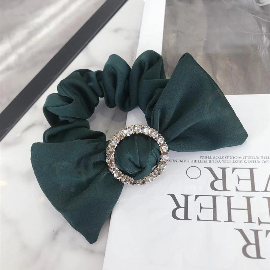 hair accessories korean simple high-end large bow diamond-studded high elastic hair rope hair band rubber band