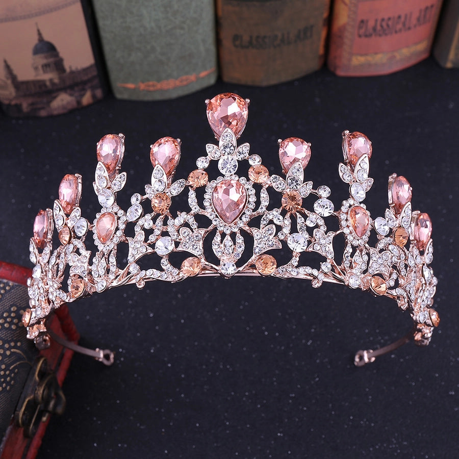 elegant water droplets alloy inlay zircon crown