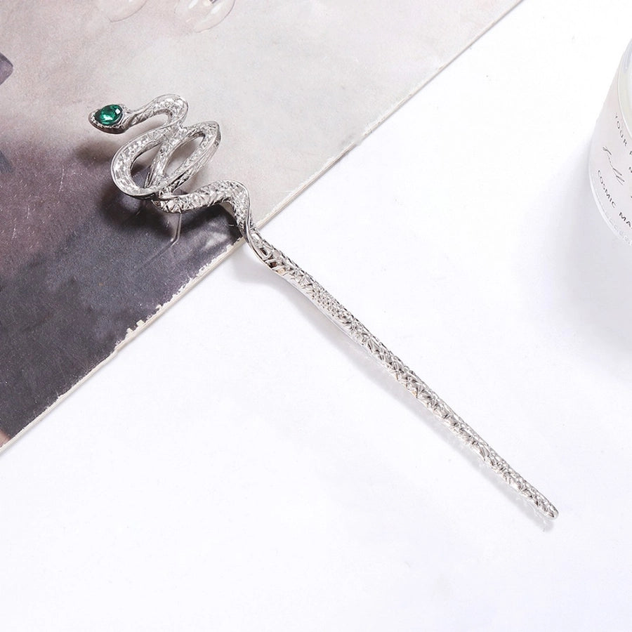 women's retro lady snake alloy plating inlay zircon hairpin